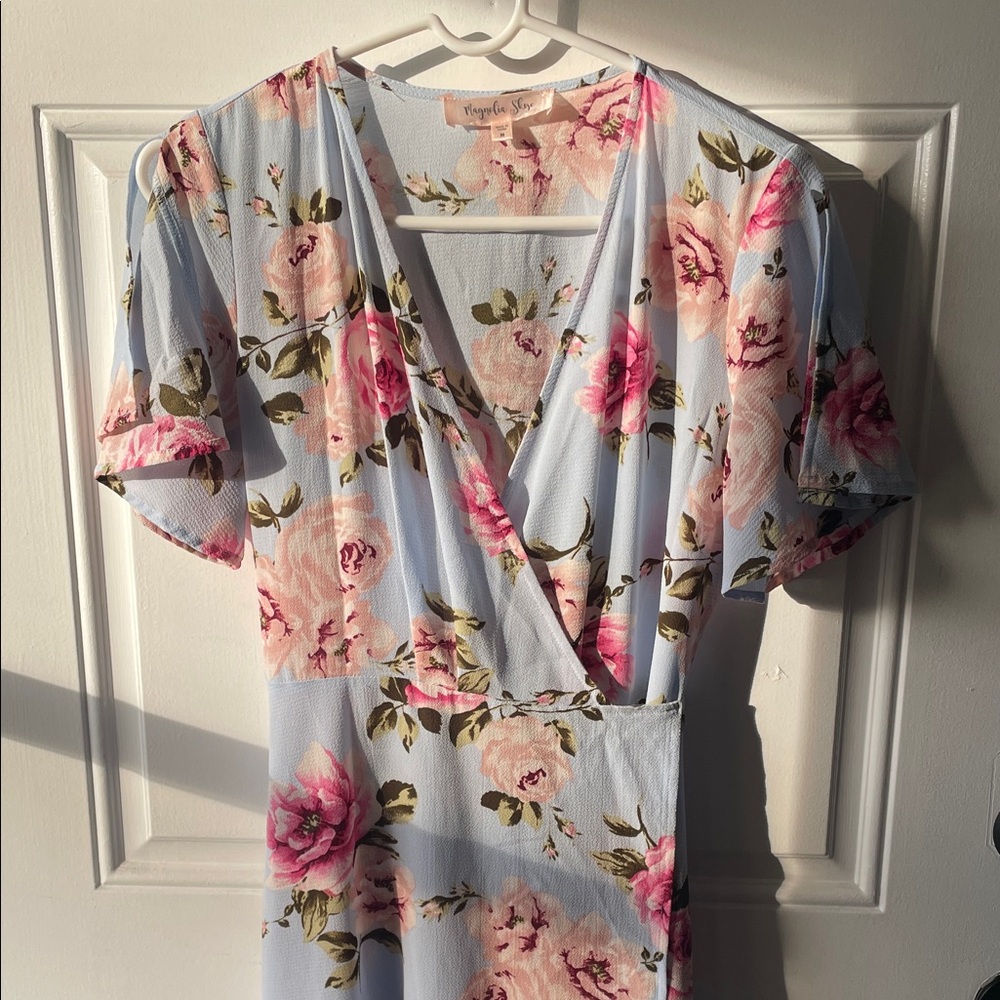 Magnolia Skye Floral Top in Light Blue, Pink & Green - Picture 3 of 8